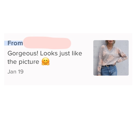 Rose Pattern Grey Knit V-Neck Sweater - Picture 6 of 7